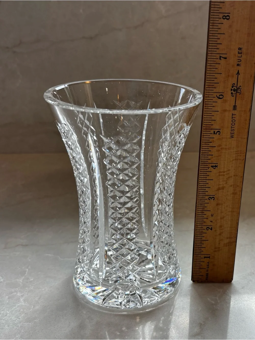 Vintage Waterford Hibernia 6” Signed Irish Cut Crystal Flower Vase